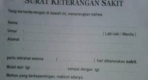 Kapok Nulis Surat Ijin